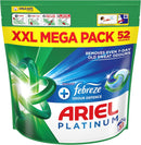 Ariel Platinum PODS, Washing Liquid Laundry Detergent Capsules 52 Washes, +Touch Of Febreze Odour Defencel, Removes 7-old sweat odours (Packaging may vary)