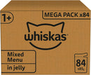 whiskas 1 plus Adult Mixed Selection in Jelly 84 Pouches, Adult Wet Cat Food, Megapack (84 x 85 g)