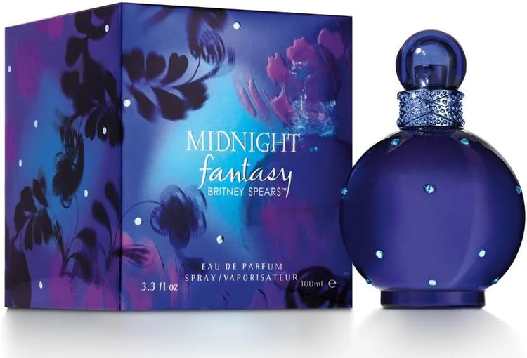 Britney Spears Midnight Fantasy 100 ml – Eau de Parfum for Women – Floral Amber Fruity Fragrance – Notes of Exotic Plum, Velvet Iris and Amber – Midnight Blue Bottle
