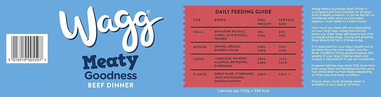 Wagg Meaty Goodness Complete Dry Adult Dog Food Beef Dinner 12kg - Meaty Ingredients Come 1st