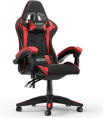 Ergonomic Gaming Chair with Adjustable Height, Reclining Feature, Headrest, and Lumbar Support for Adults (Basics, Red)