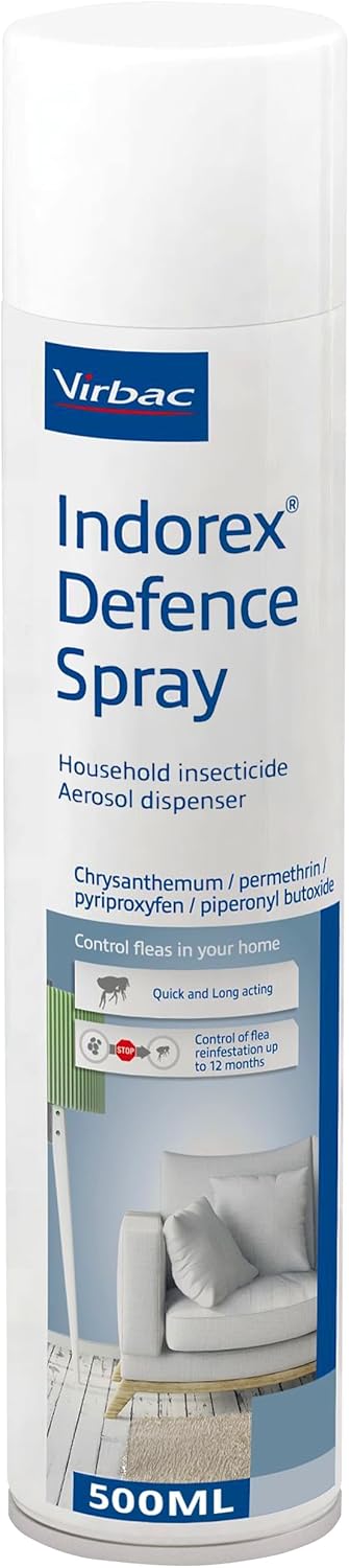 Indorex Defence Household Flea Spray | Protect Home from Fleas & House Dust Mites | Long-Lasting Protection for Up to 12 Months | 500ml Can
