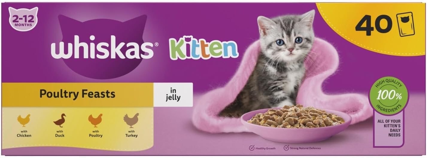 Whiskas Kitten Poultry Feasts in Jelly | 120 x 85g Bulk Megapack