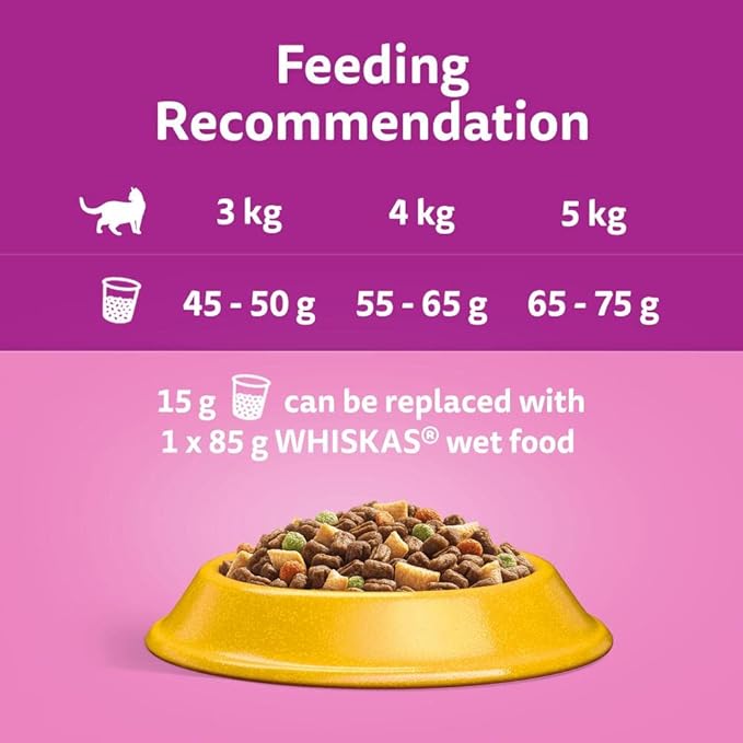 Whiskas 1+ Adult Dry Cat Food | Chicken Flavor | 7kg Bulk Bag