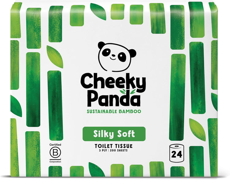 The Cheeky Panda Bamboo Toilet Rolls Bulk Buy 24 Rolls of 3 Ply Toilet Paper | Plastic Free Packaging and Sustainable Tissue Paper | White
