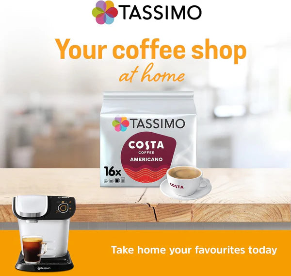 Tassimo Costa Americano Coffee Pods x16 (Pack of 5, Total 80 Drinks)