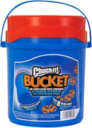 ChuckIt! Ultra Ball Dog Toy Chuckit Bucket Durable Rubber Dog Ball and Bucket High Bounce Floating Chuck It Launcher Compatible Toy Balls For Dogs with Carrier, 8 Pack, Medium
