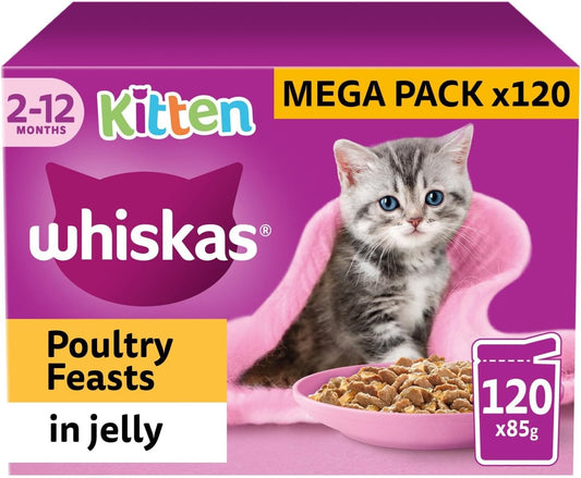 Whiskas Kitten Poultry Feasts in Jelly | 120 x 85g Bulk Megapack