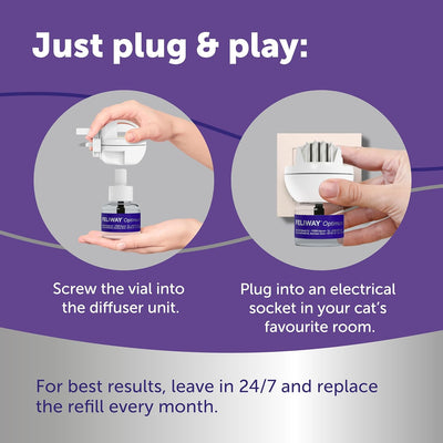 FELIWAY Optimum 30 Day Cat Calming Odourless Refill for Pheromone Diffuser, 48ml - Helps Solve Signs of Stress in Cats & Kittens, Veterinary Recommended, Drug-free, Clinically Proven