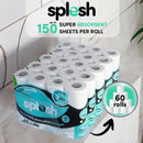 Splesh by Cusheen 3-ply Toilet Roll - Unscented (60 Pack) Soft, Quilted Bulk Toilet Rolls, Toilet Tissue and Loo Rolls – Eco-Friendly Toilet Paper Sustainably Crafted in The UK