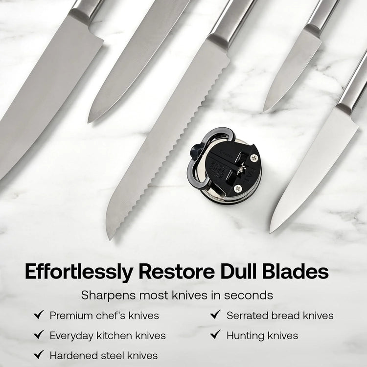 AnySharp Knife Sharpener, Hands-Free Safety, PowerGrip Suction, Safely Sharpens All Kitchen Knives, Ideal for Hardened Steel