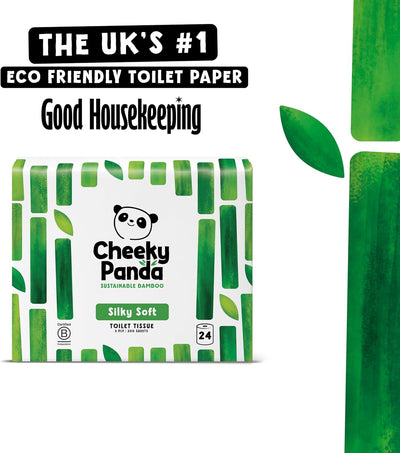 The Cheeky Panda Bamboo Toilet Rolls Bulk Buy 24 Rolls of 3 Ply Toilet Paper | Plastic Free Packaging and Sustainable Tissue Paper | White