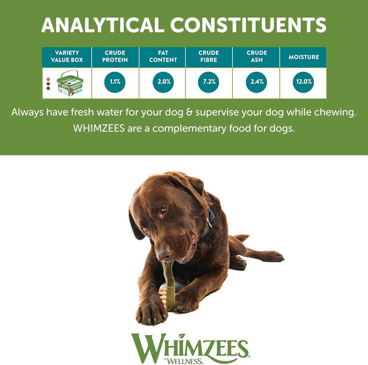 WHIMZEES By Wellness Variety Box Dental, Mixed Shapes, Size S, 56 Pieces, Natural and Grain Free Dog Chews, Dog Dental Sticks for Small Breeds, No Added Sugar