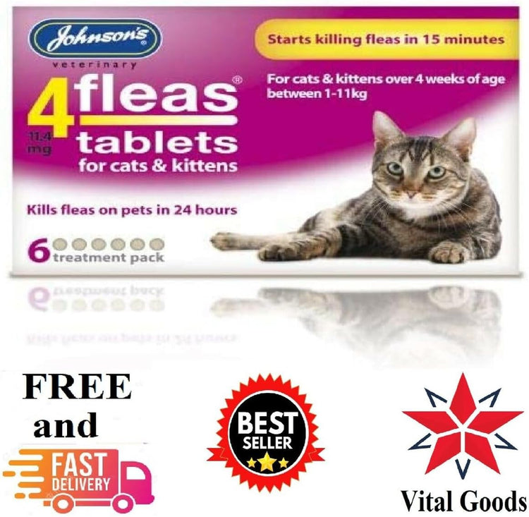 Johnsons 4Fleas Tablets for Cats and Kittens, 6 Treatment Pack, 14D083