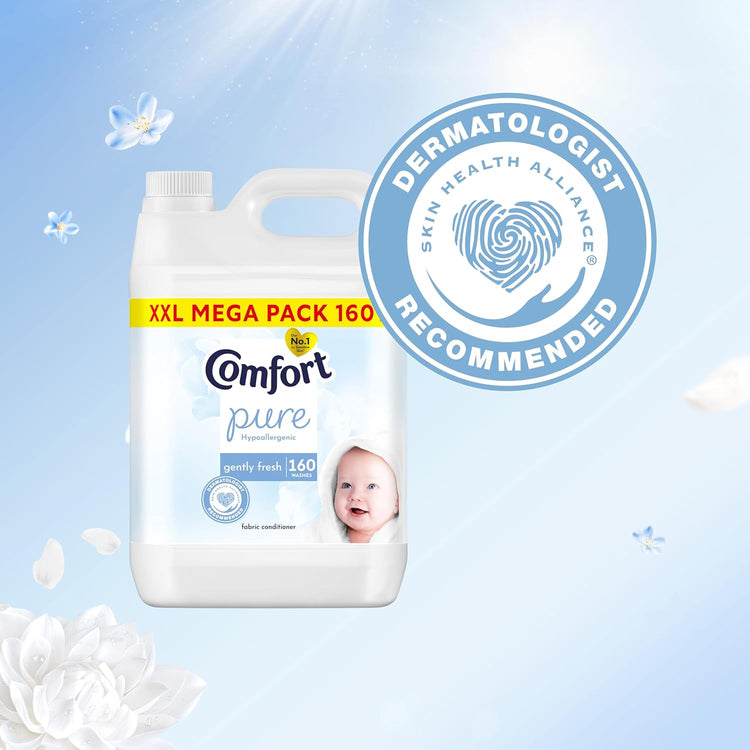 Comfort Pure Sensitive Fabric Conditioner dermatologically tested gentle next to sensitive skin 160 washes (4.8 L)