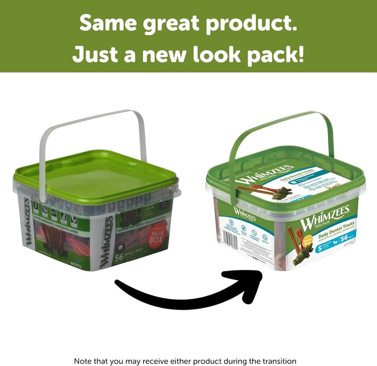 WHIMZEES By Wellness Variety Box Dental, Mixed Shapes, Size S, 56 Pieces, Natural and Grain Free Dog Chews, Dog Dental Sticks for Small Breeds, No Added Sugar