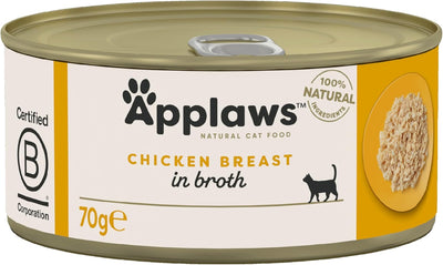 Applaws 100% Natural Wet Cat Food, Chicken Breast in Broth 70 g Tin, 24 x 70 g Tins