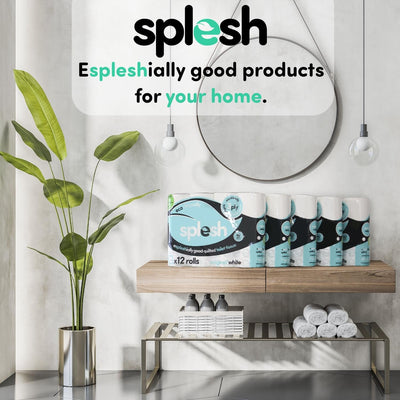 Splesh by Cusheen 3-ply Toilet Roll - Unscented (60 Pack) Soft, Quilted Bulk Toilet Rolls, Toilet Tissue and Loo Rolls – Eco-Friendly Toilet Paper Sustainably Crafted in The UK