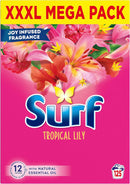 Surf Tropical Lily Washing Powder joy-infused fragrance with natural essential oil lasting up to 12 hours in wear for brilliantly clean laundry every time 125 washes 6.25 kg