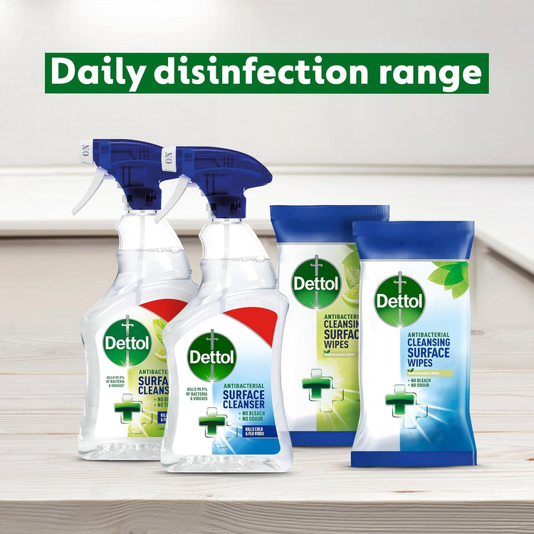 Dettol Antibacterial Cleansing Surface Wipes, Fragrance Free, 756 Wipes (126 x 6pck) Large Value, Disinfectant, Home Hygiene, Biodegradable, Kills 99.9 Percent of Germs