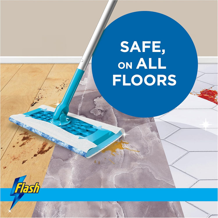 Flash Speedmop Wet Floor Cleaning Wipes, 48 Cloths (24x2), Antibac Lemon Multi-Surface, Trap & Lock Daily Dirt, Grease & Grime Without Getting Down On Your Knees