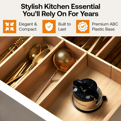 AnySharp Knife Sharpener, Hands-Free Safety, PowerGrip Suction, Safely Sharpens All Kitchen Knives, Ideal for Hardened Steel