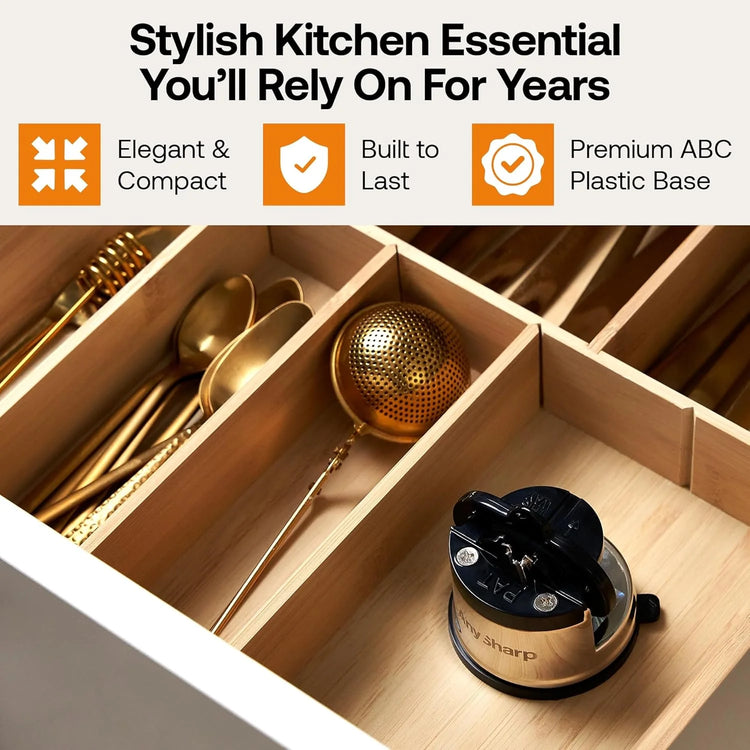 AnySharp Knife Sharpener, Hands-Free Safety, PowerGrip Suction, Safely Sharpens All Kitchen Knives, Ideal for Hardened Steel