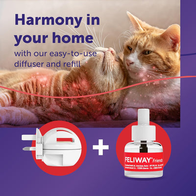 FELIWAY Friends 30 Day Cat Calming Plug In Pheromone Diffuser Starter Kit, 48ml - Helps create harmony and resolve conflict in multi cat households, Veterinary Recommended, Clinically Proven