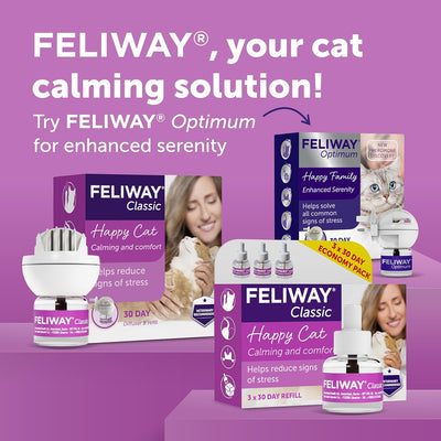 FELIWAY Classic 3 x 30 Day Cat Calming Odourless Refills for Pheromone Diffuser, 3 x 48ml - Helps Solve Common Signs of Stress in Cats & Kittens, Veterinary Recommended, Drug-free, Clinically Proven