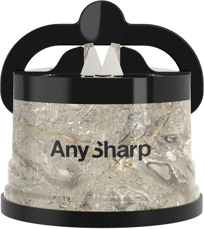 AnySharp Knife Sharpener, Hands-Free Safety, PowerGrip Suction, Safely Sharpens All Kitchen Knives, Ideal for Hardened Steel
