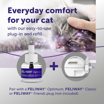 FELIWAY Optimum 30 Day Cat Calming Odourless Refill for Pheromone Diffuser, 48ml - Helps Solve Signs of Stress in Cats & Kittens, Veterinary Recommended, Drug-free, Clinically Proven