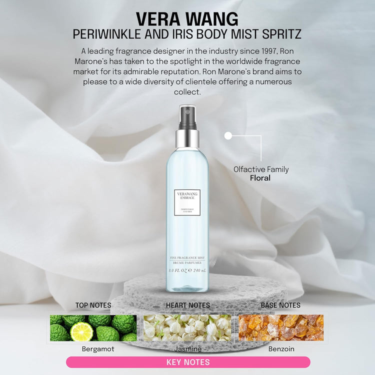Vera Wang Embrace Body Mist Fragrance for Women Periwinkle and Iris, 240 ml