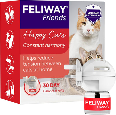 FELIWAY Friends 30 Day Cat Calming Plug In Pheromone Diffuser Starter Kit, 48ml - Helps create harmony and resolve conflict in multi cat households, Veterinary Recommended, Clinically Proven