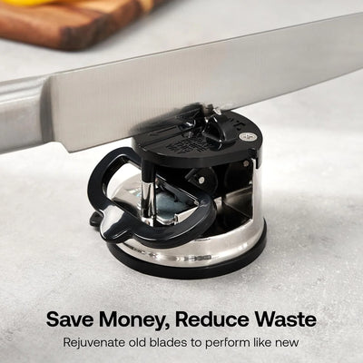 AnySharp Knife Sharpener, Hands-Free Safety, PowerGrip Suction, Safely Sharpens All Kitchen Knives, Ideal for Hardened Steel
