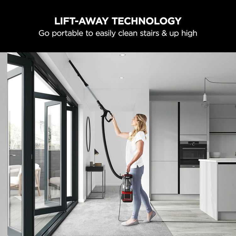Shark Corded Upright Vacuum Cleaner 1.1L with Lift-Away Technology, Pet Model, LED Headlights, Anti-Allergen, 8m Cord, 750W, Pet, Crevice, Multi-Surface Tools, Red/Black, NV602UKT