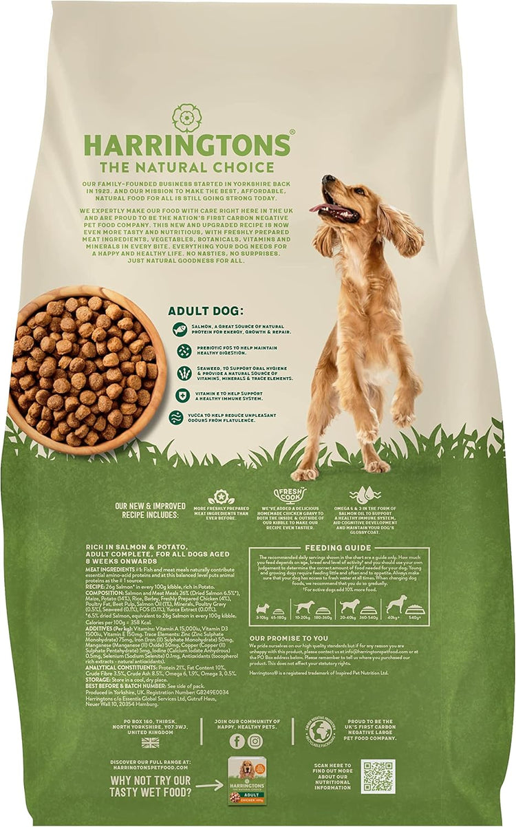 Harringtons Complete Dry Adult Dog Food Salmon & Potato 12kg - Made with All Natural Ingredients
