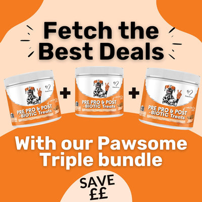 NutriPaw Pre, Pro & Postbiotic Treats For Dogs - Gut & Digestive Health, Sensitive Tums, Anal Glands & Bum Scooting, Loose Stools, Waxy, Smelly & Itchy Ears, Digestive Enzymes
