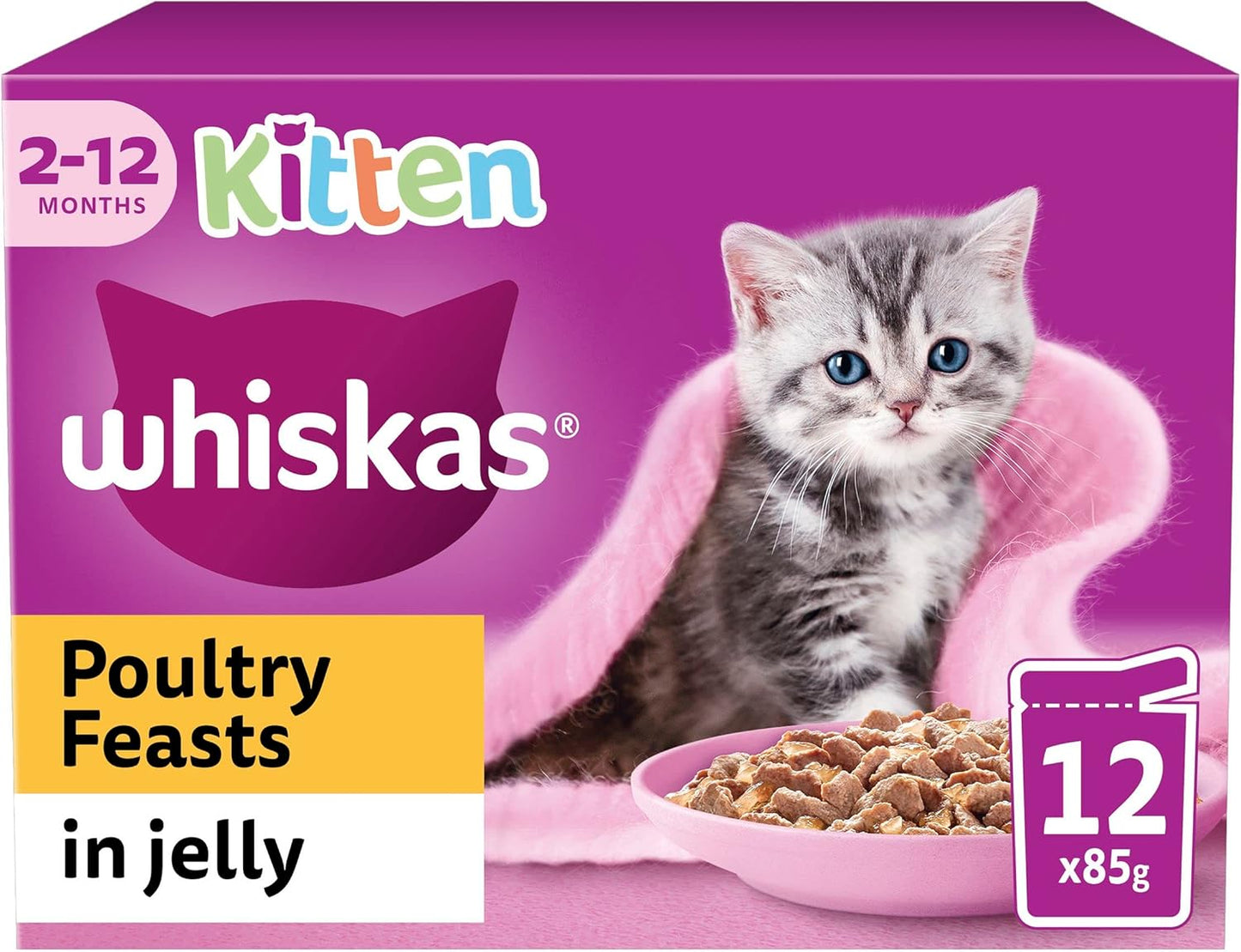 Whiskas Junior Poultry Selection in Jelly | 48 x 85g Megapack (Pack of 4 x 12)
