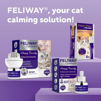 FELIWAY Optimum 30 Day Cat Calming Odourless Refill for Pheromone Diffuser, 48ml - Helps Solve Signs of Stress in Cats & Kittens, Veterinary Recommended, Drug-free, Clinically Proven