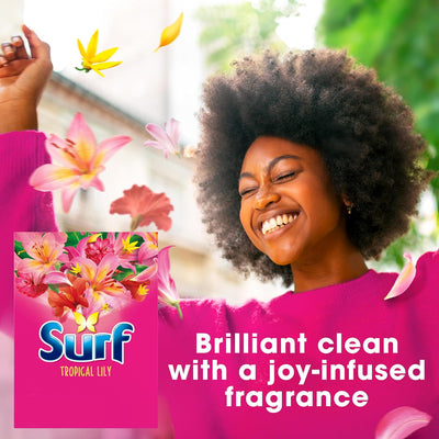 Surf Tropical Lily Washing Powder joy-infused fragrance with natural essential oil lasting up to 12 hours in wear for brilliantly clean laundry every time 125 washes 6.25 kg