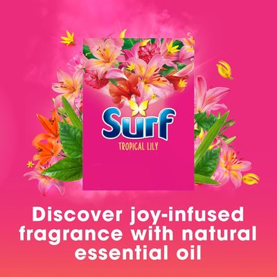 Surf Tropical Lily Washing Powder joy-infused fragrance with natural essential oil lasting up to 12 hours in wear for brilliantly clean laundry every time 125 washes 6.25 kg