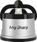 AnySharp Knife Sharpener, Hands-Free Safety, PowerGrip Suction, Safely Sharpens All Kitchen Knives, Ideal for Hardened Steel