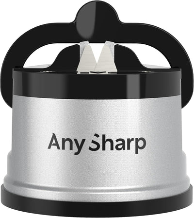 AnySharp Knife Sharpener, Hands-Free Safety, PowerGrip Suction, Safely Sharpens All Kitchen Knives, Ideal for Hardened Steel