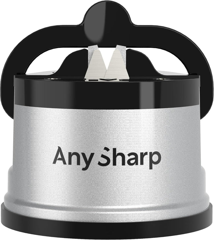 AnySharp Knife Sharpener, Hands-Free Safety, PowerGrip Suction, Safely Sharpens All Kitchen Knives, Ideal for Hardened Steel