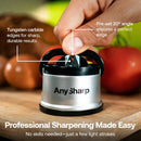 AnySharp Knife Sharpener, Hands-Free Safety, PowerGrip Suction, Safely Sharpens All Kitchen Knives, Ideal for Hardened Steel