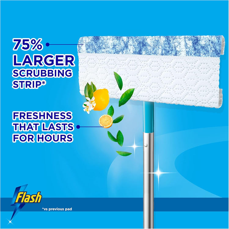 Flash Speedmop Wet Floor Cleaning Wipes, 48 Cloths (24x2), Antibac Lemon Multi-Surface, Trap & Lock Daily Dirt, Grease & Grime Without Getting Down On Your Knees