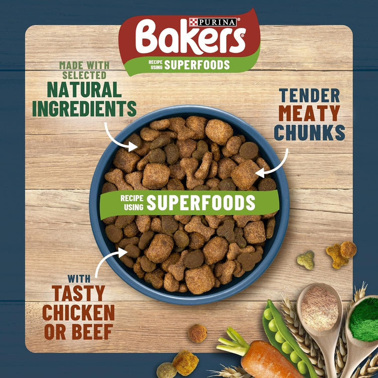 Bakers Adult Dry Dog Food Chicken and Veg 14 kg, Packaging May Vary