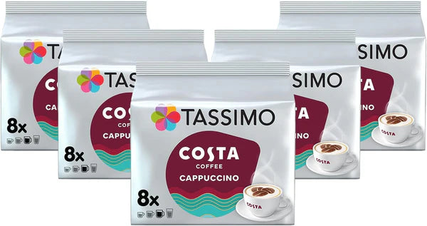 Tassimo Costa Cappuccino Coffee Pods x 8 (Pack of 5, Total 40 Drinks)