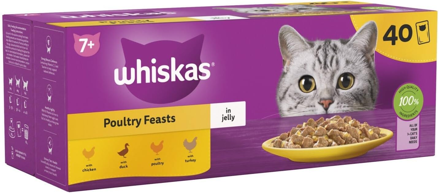 Whiskas 7+ Senior Poultry Feasts in Jelly | 120 x 85g Bulk Megapack