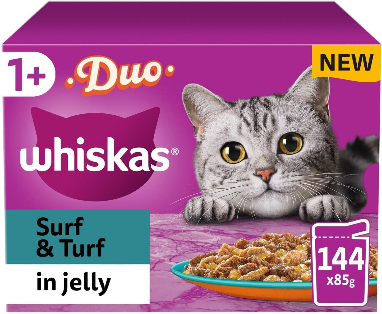 Whiskas 1+ Surf & Turf in Jelly - 144 x 85g Pouches